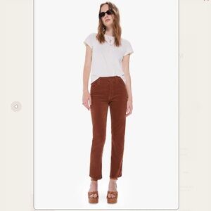 MOTHER Brown Ankle Cropped Pants